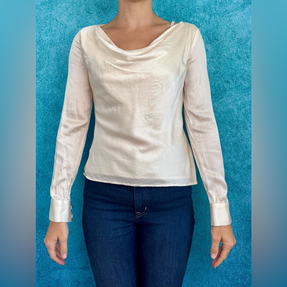 Adolfo Dominguez Cream Satin Blouse